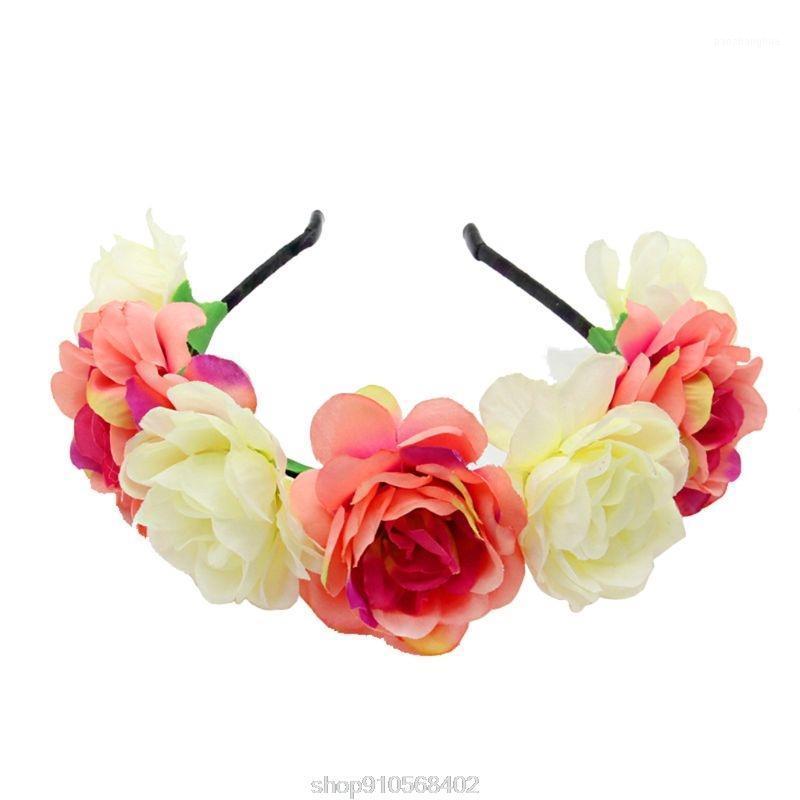 

Wedding Bridal Headband Artificial Colored Blooming Flower Hair Hoop Beach Vacation Headdress Garland Wreath N23  Drop Clips & Barrettes, Golden;silver