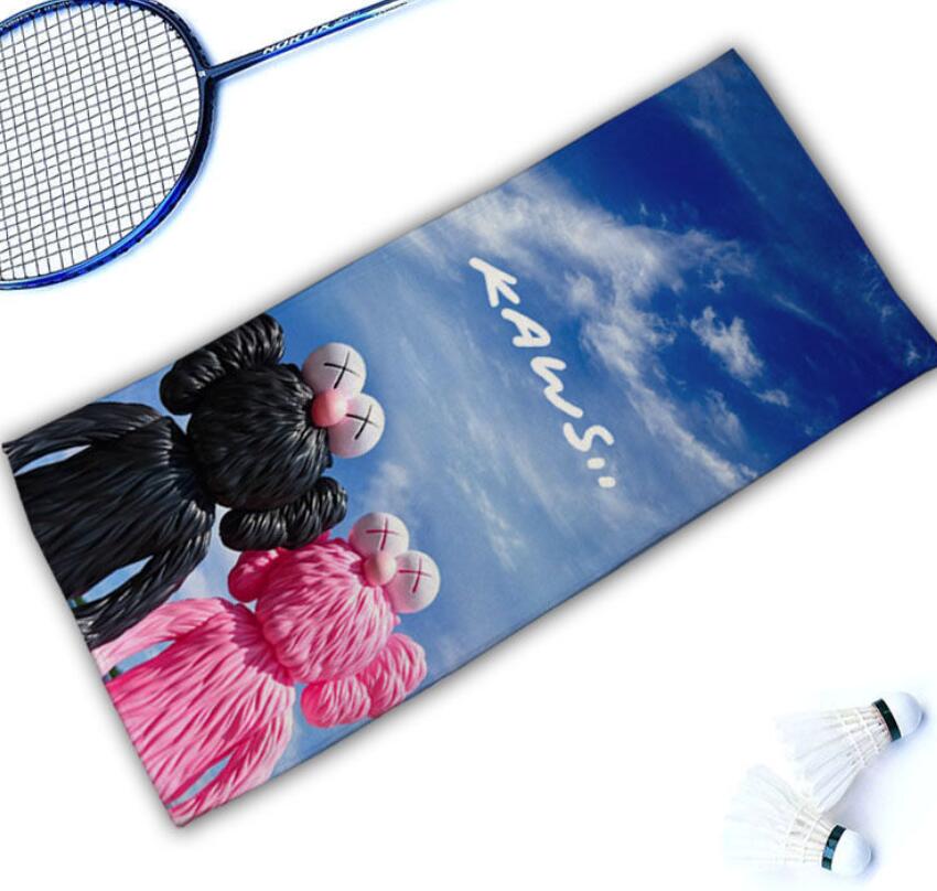 

140*70cm Designer Kaws Cartoon Pattern Beach Towels Creative Outdoor Sport Bath Towel Absorbent Microfiber Wipe Perspiration Washcloth