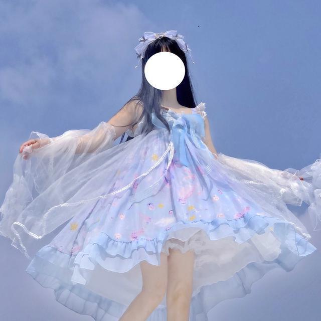 Luxury Casual Dresses Lolita Deep Sea Jellyfish Sweet Jsk Suspender Drs Digned by Han Gu Liang {}~ Factory-image-718242356