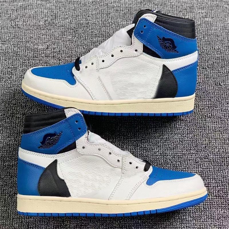 

2021 Release 1 Travis Scotts Fragment High Low OG Men Basketball Shoes 1s SP TS Military Blue Cactus Jack PlayStation Sports Sneakers