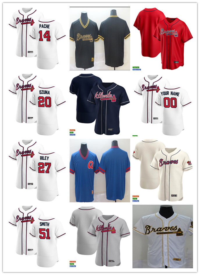 

Men Women Youth Atlanta Braves 20 Marcell Ozuna 14 Cristian Pache 27 Austin Riley 51 Will Smith Custom Baseball Jersey Blank red, Blue;black