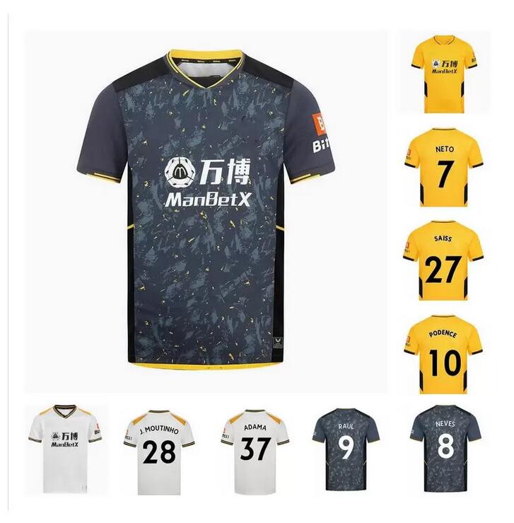 

2021 2022 Wolves SEMEDO RAUL NETO Soccer Jerseys Men Kids Kits 21 22 Wanderers J.OTTO PODENCE Football Shirt ADAMA sets Uniform, Black;yellow