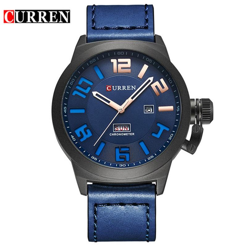 

Curren 8270 Leather Mens Watches 2021 Malitary Sport Watch Men Top Relogio Masculino Quartz Wristwatch Wristwatches, Slivery;brown