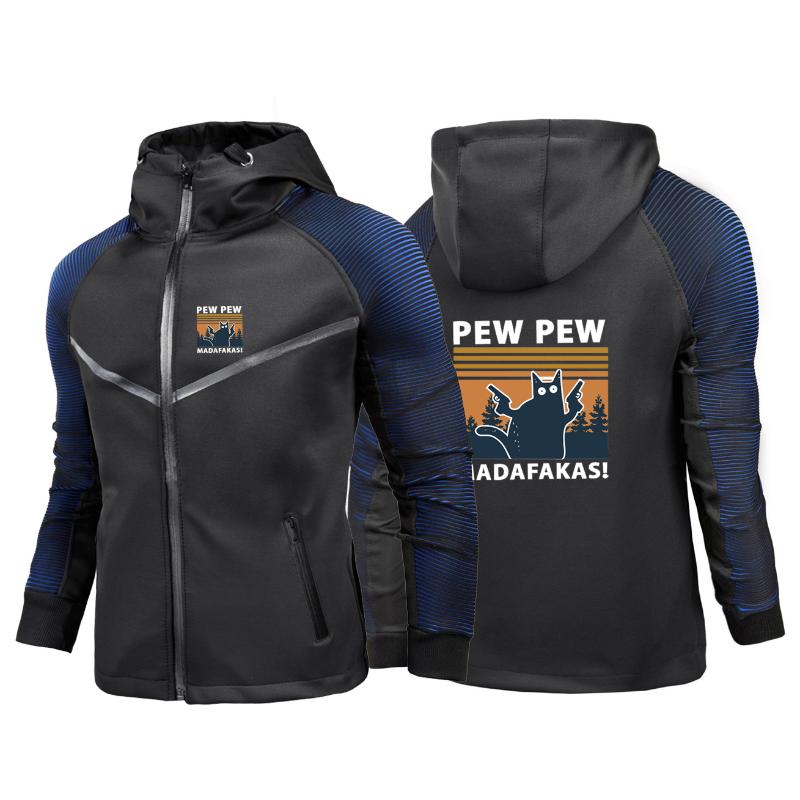 

Men's Hoodies & Sweatshirts 2021 Pew Madafakas Printing Funny Black Cat Mens Racing Suit Jacket Casual Personality Waterproof Comfortable Mo