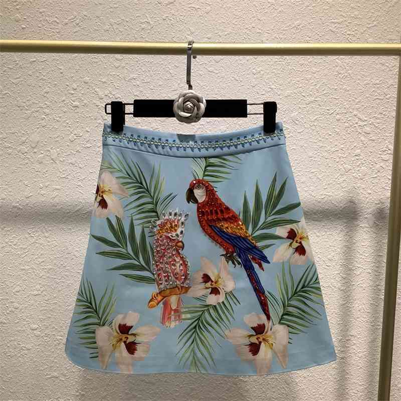 

Truevoker Women's Runway High Street Fashion Bird Print Diamond Skirt Ladies' Party Pencil 210602, Multi