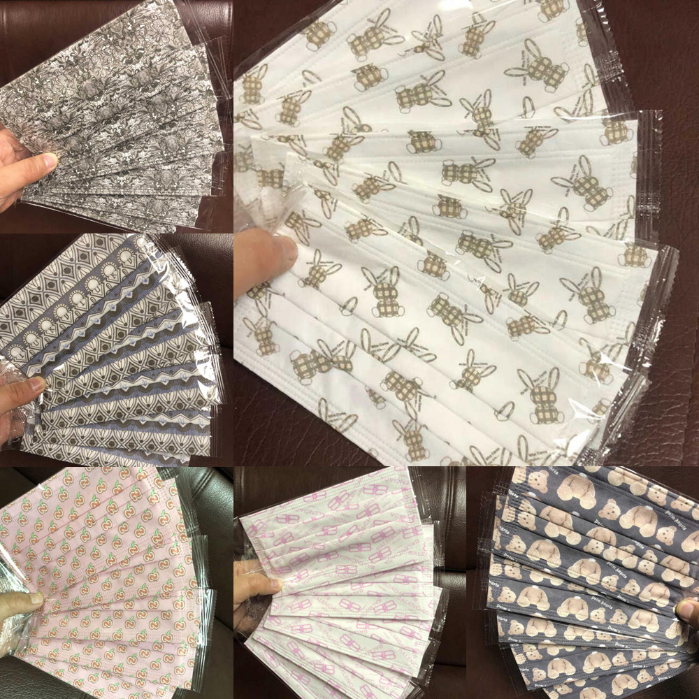 

Individual Package 20Styles Disposable Mask Brand Designer Letters Cartoon Adult Men Women 95% Filtration Efficiency Dustproof Prevention of Influenza Face Masks