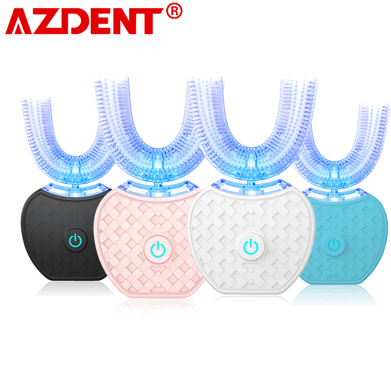 

Azdent 360 Degrees Automatic Sonic Electric Toothbrush U Type 4 Modes Brush USB Charging Tooth Whitening Blue Light