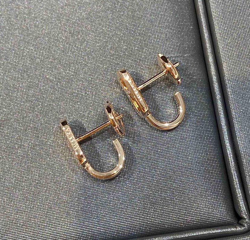 

V gold material Luxury quality stud earring with diamond and 18k rose plated for women wedding jewelry gift have Correct stamp PS4574