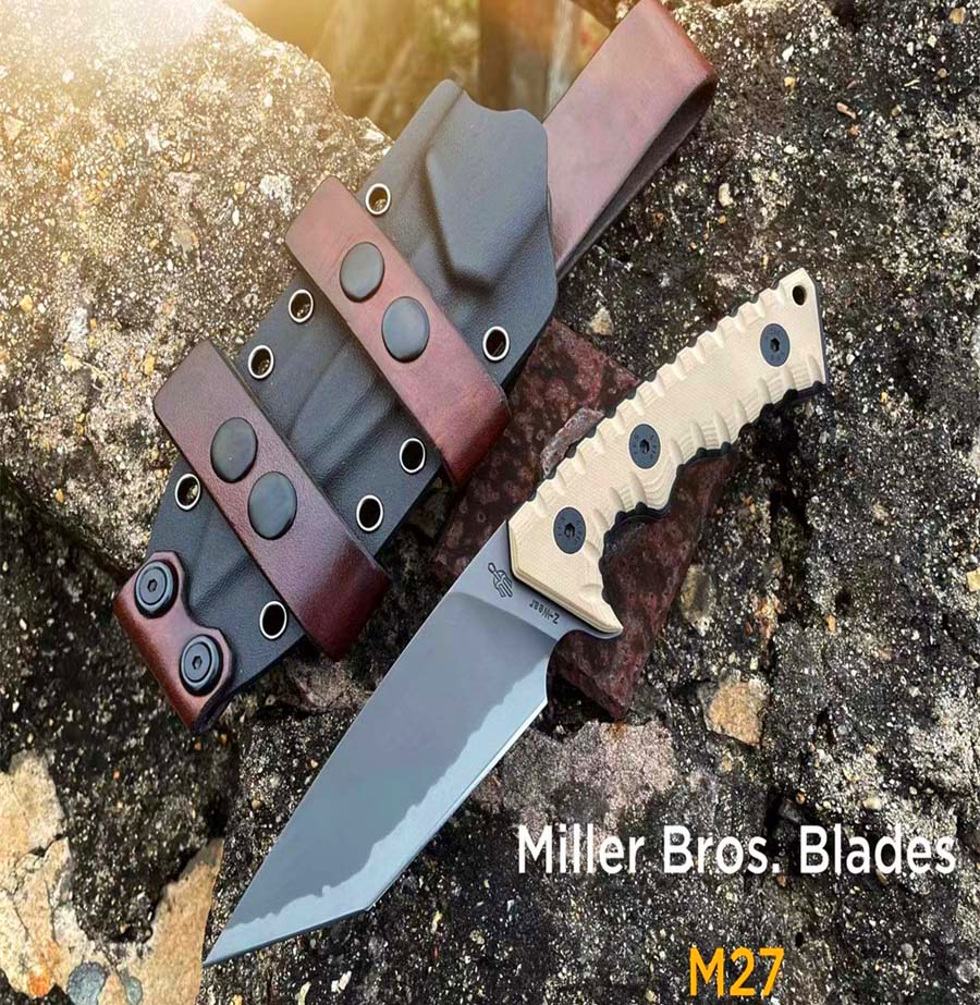 

New High End M37 Survival Straight Knife A8 Titanium Coated Tanto Point Blade Full Tang G10 Handle Tactical Knives With Kydex