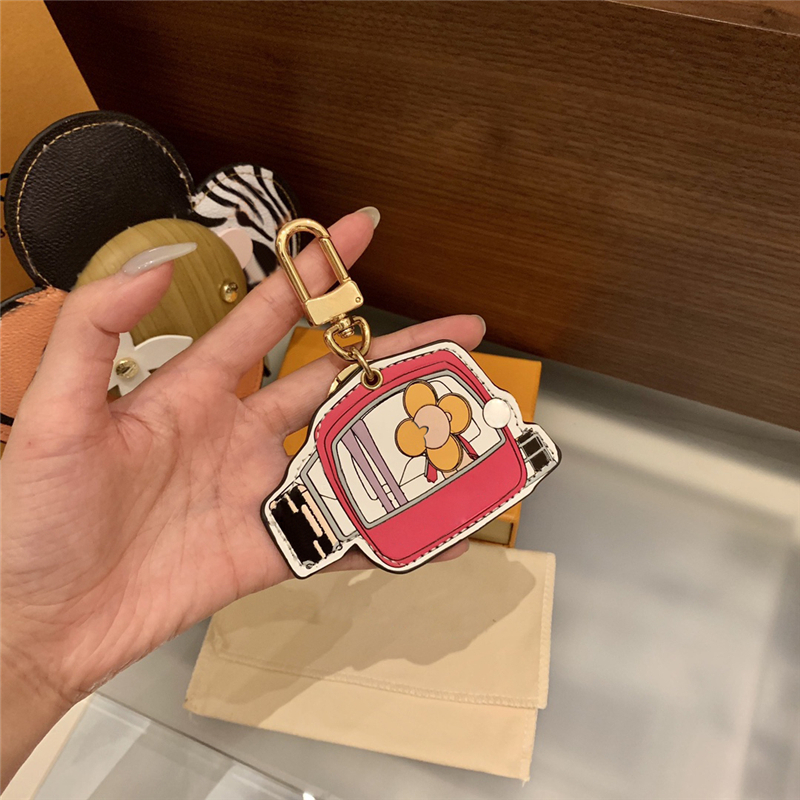 

Brand 3D Cute Cable Car Keychain Accessories Fashion PU Leather Key Chain Keychains Buckle for Men Women with Retail Box YSK01