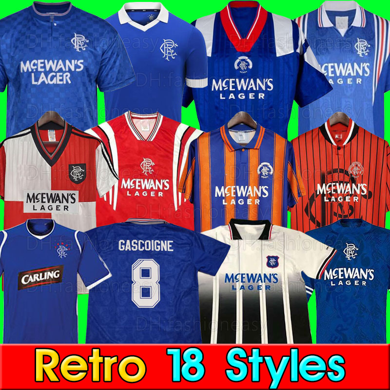 

87 90 92 94 96 97 99 01 08 Glasgow Rangers fc Retro soccer jerseys 20 21 2021 GERRARD GASCOIGNE LAUDRUP Shirts MCCOIST football Uniforms 2022, Black;yellow
