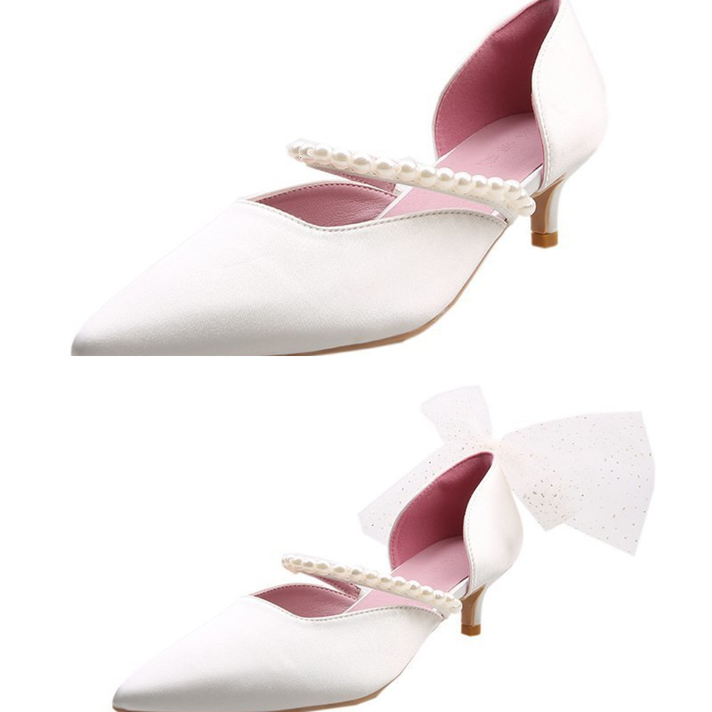 

Casual shoes 2021 spring new fairy bow temperament thin heel pointed pearl strap cool women's shoes fashion single 7LUD EV8R, Black