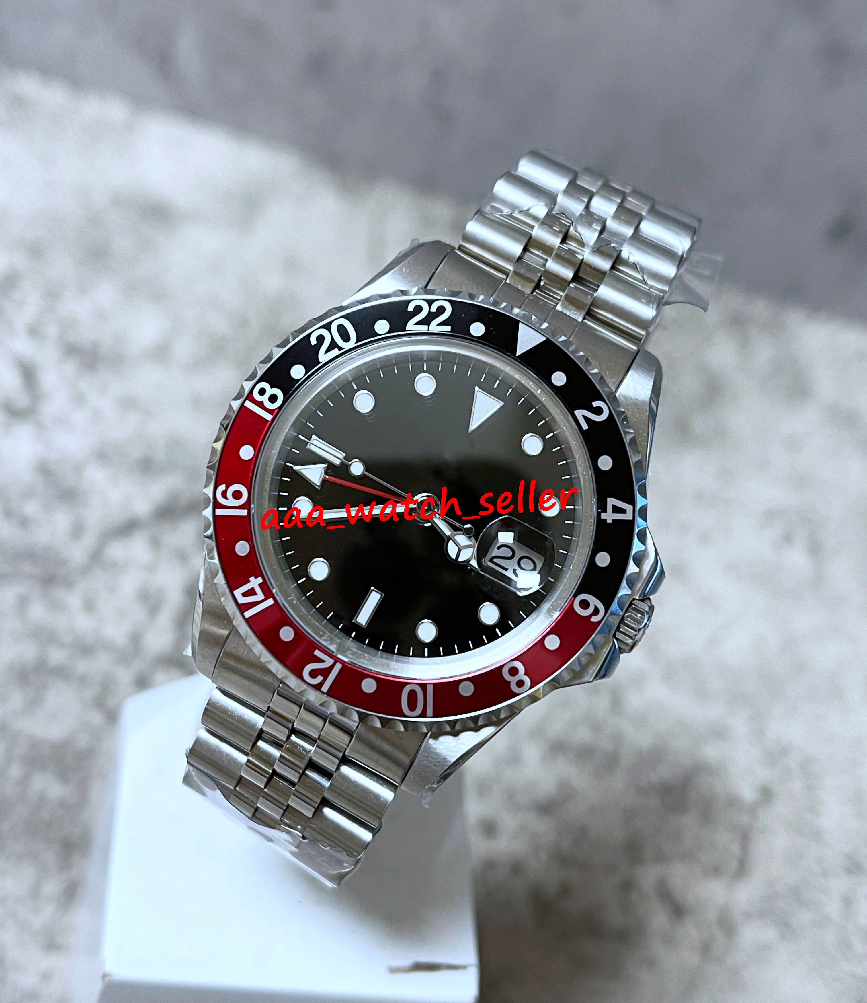 

BP Factory Vintage Luxury mens watches 40mm Master 1675 16710 16750 16760 red&black Aluminum bezel jubilee bracelet automatic movement 316L SS sport wristwatches, P1