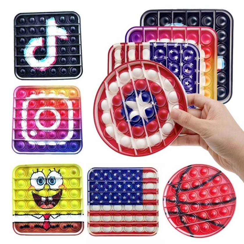 

New Tiktok Ins Flags Fidget toys Push Bubble Sensory Toy Autism Special Needs Squeeze Funny Dinosaur Antistress Stress Relief Toys