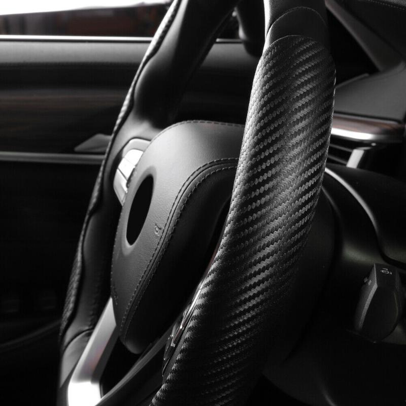 

Steering Wheel Covers Car Cover Carbon Fiber Look Universal 2 PCS ABS