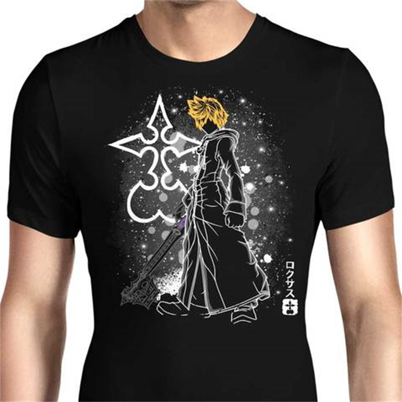 

Fashion cartoon handsome boy print pattern round neck short-sleeved T-shirt for men and women comfortable and loose leisure, White;black