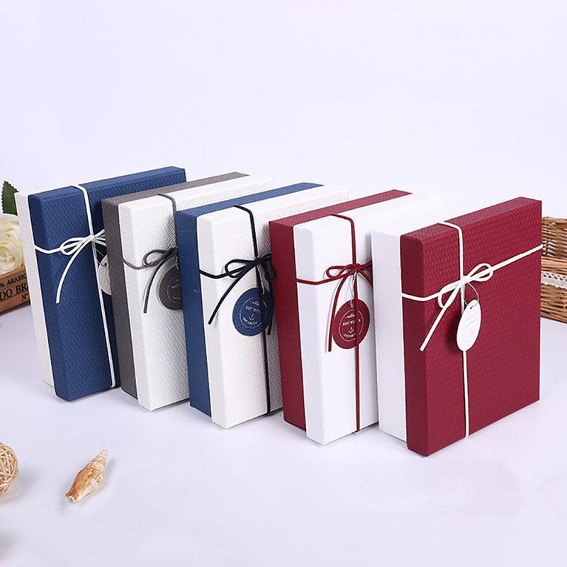 

Gift Wrap 3pcs Rectangular Packaing Boxes Flower Packing Case Leather Rope Decor Christmas Birthday Present Wrappping Container