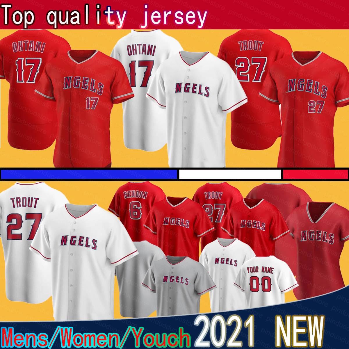 

Los 17 Shohei Ohtani 27 Mike Trout Jersey Baseball Jerseys Anthony Rendon Dylan Bundy Jared Walsh Dexter Fowler David Fletcher Justin Upton, Blue;black