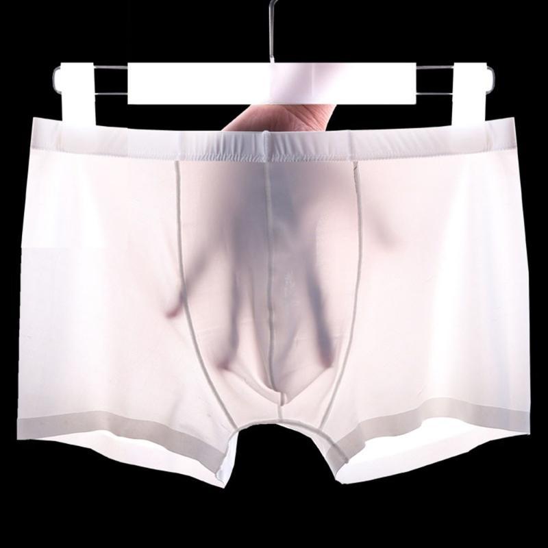 

underpants men ice silk boxer briefs man transparent underwear seamless shorts panties male swimming trunks homme