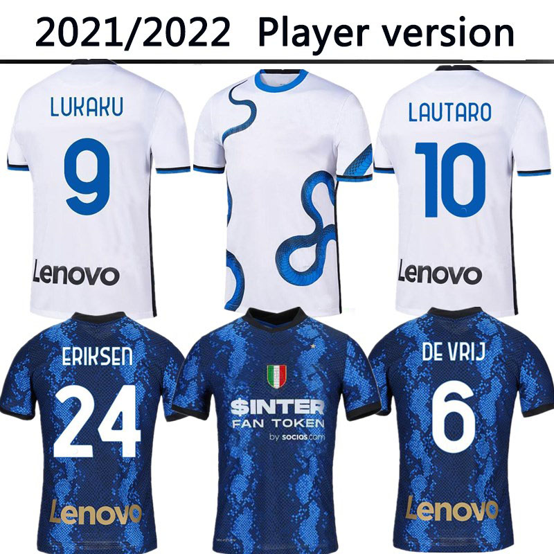 

2021 2022 LUKAKU LAUTARO home away Player version soccer jerseys BARELLA MILAN DE VRIJ VIDAL 21 22 football KIT shirt GAGLIARDINI Men inter Kits sets uniform tops