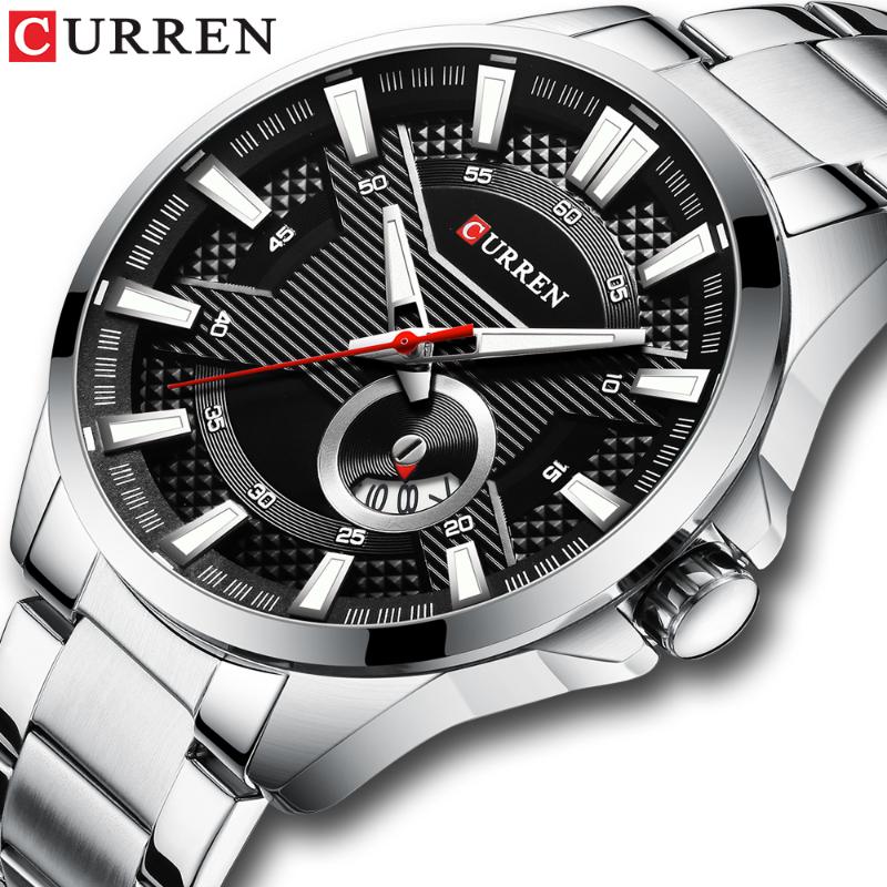 

Wristwatches CURREN Watches Men Top Brand Fashion Causal Quartz Wristwatch Stainless Steel Band Clock Male Watch Reloj Hombres, Slivery;brown