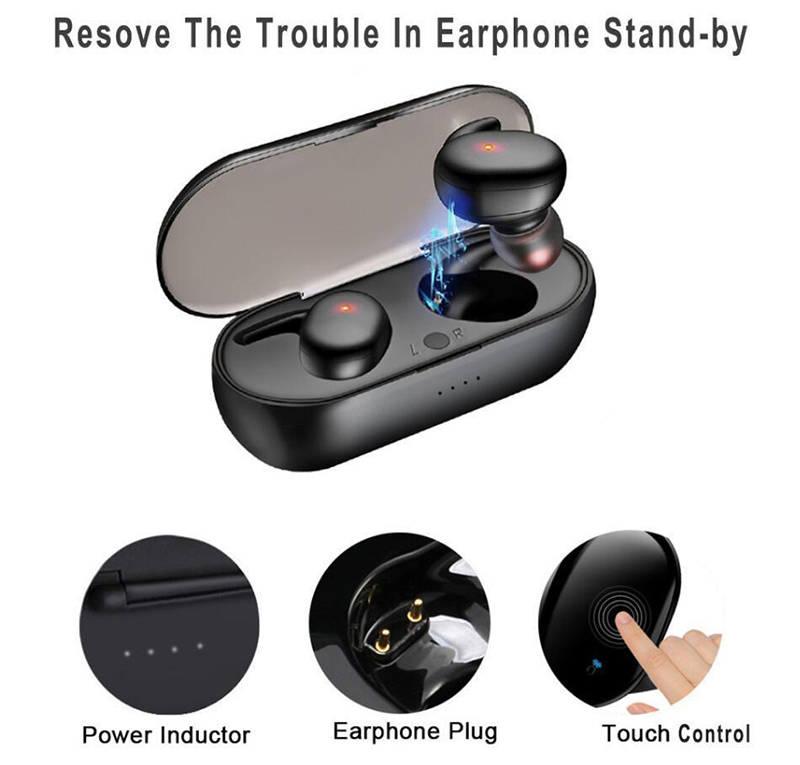 

Y30 TWS bluetooth 5.0 earphones Mini Wireless Earbuds Touch Control Sport in Ear Stereo Cordless Headset for cellphones, Mixed color