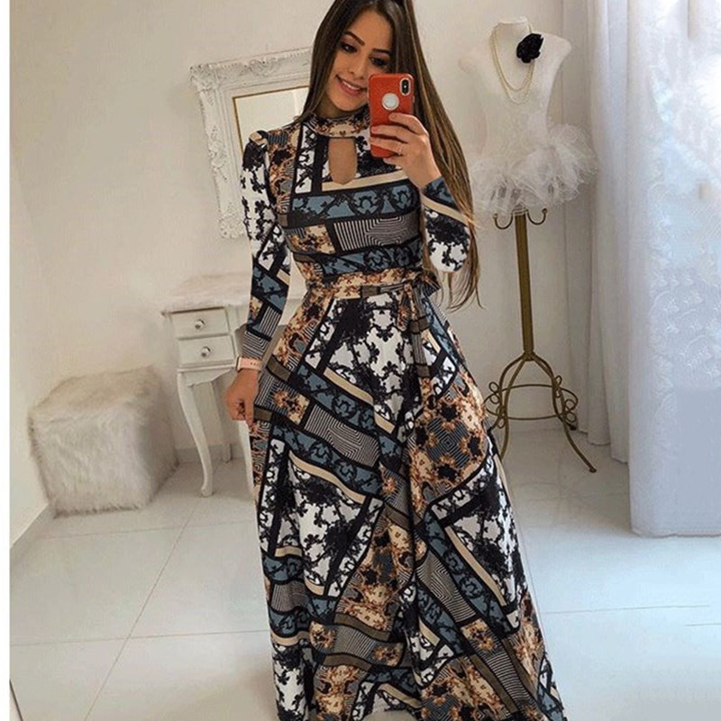 

Oufisun 2021 Fashion Womens Plus Size Dress Long Sleeve Hollow Out Bandage Elegant Women Party Dress Boho Lady Dresses Vestidos, 03