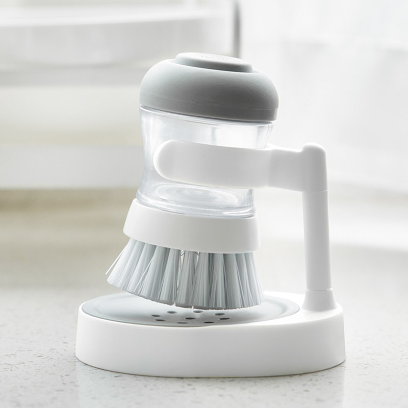 

Home Pot Useful Product Hydraulic Dish Kitchen Liquid Storage Cleaning Brush Cleaning Ball Pot Dish Bowl Brush Gray