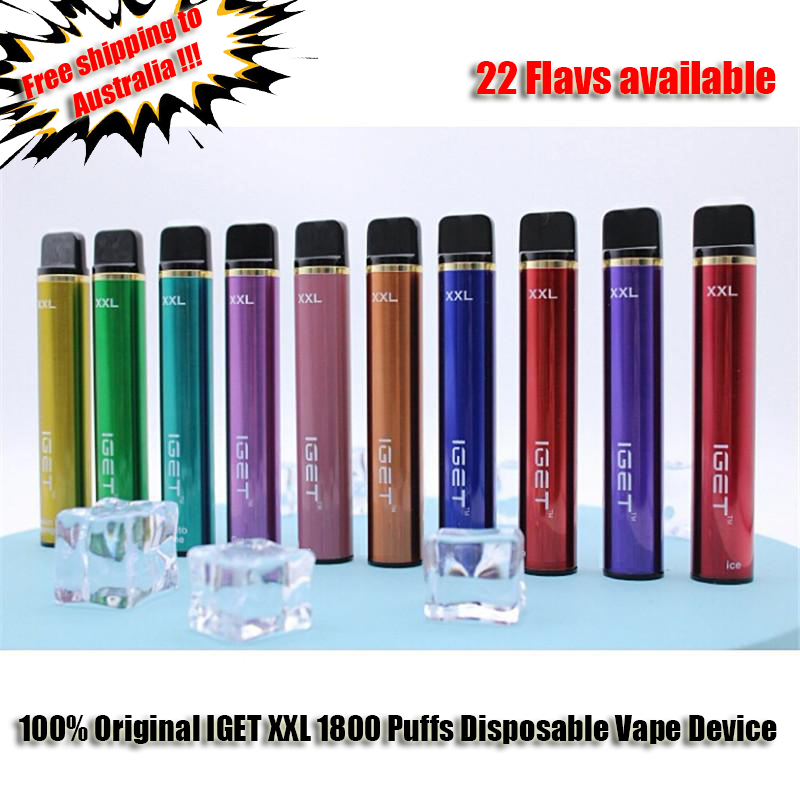 

100% Original IGET XXL Disposable E Cigarette Vape Device Pen Pod Vaporizer Kit 1800 Puff 950mAh 7ml Prefilled Stick VS AIR BAR LUX FUME