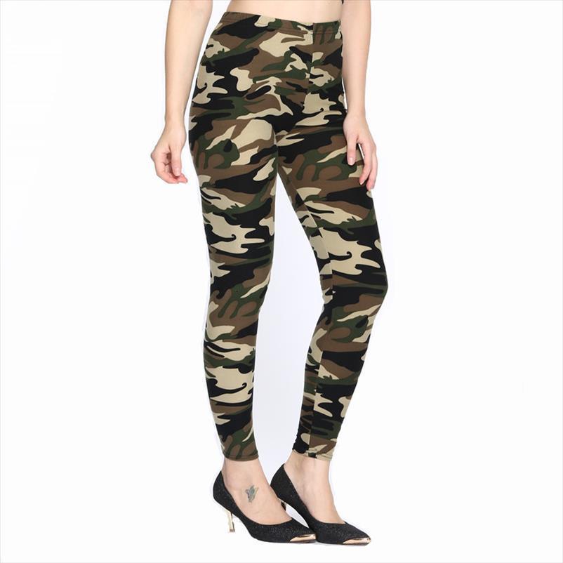

winter fitness camouflage print trouser women legging army pants stretch for female printed, Black