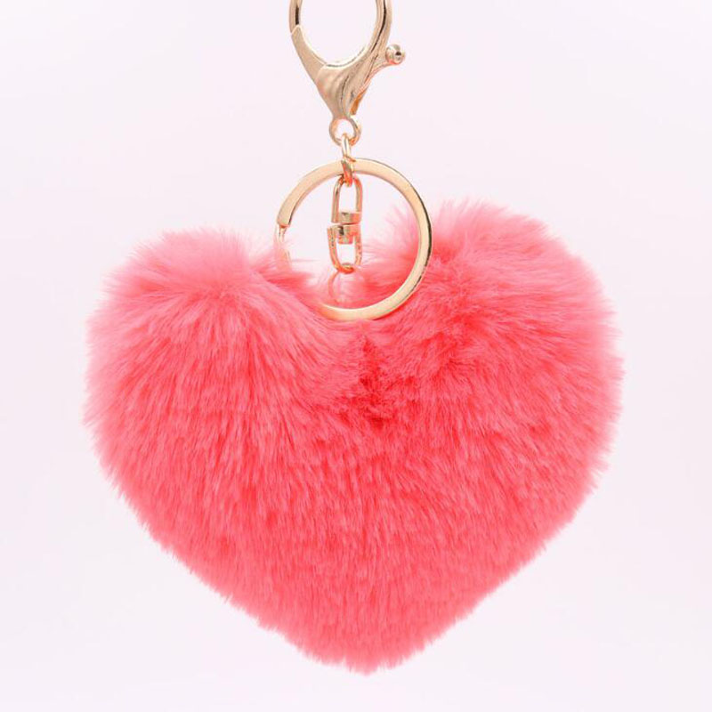 

20pcs/lot Jewelry Keychains Plush Heart Pendant Ornament Key Ring 8cm Girls Bag Decorations For Car Decorations