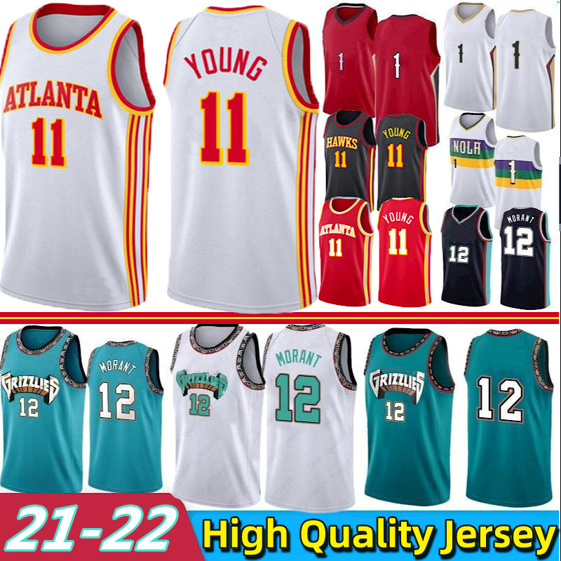 

Trae Young Hawkss ATLs 2021 2022 MEMs Grizzliess Ja Morant Jersey Pelicanss Zion 1 Williamson Basketball Jerseys, Colour 1