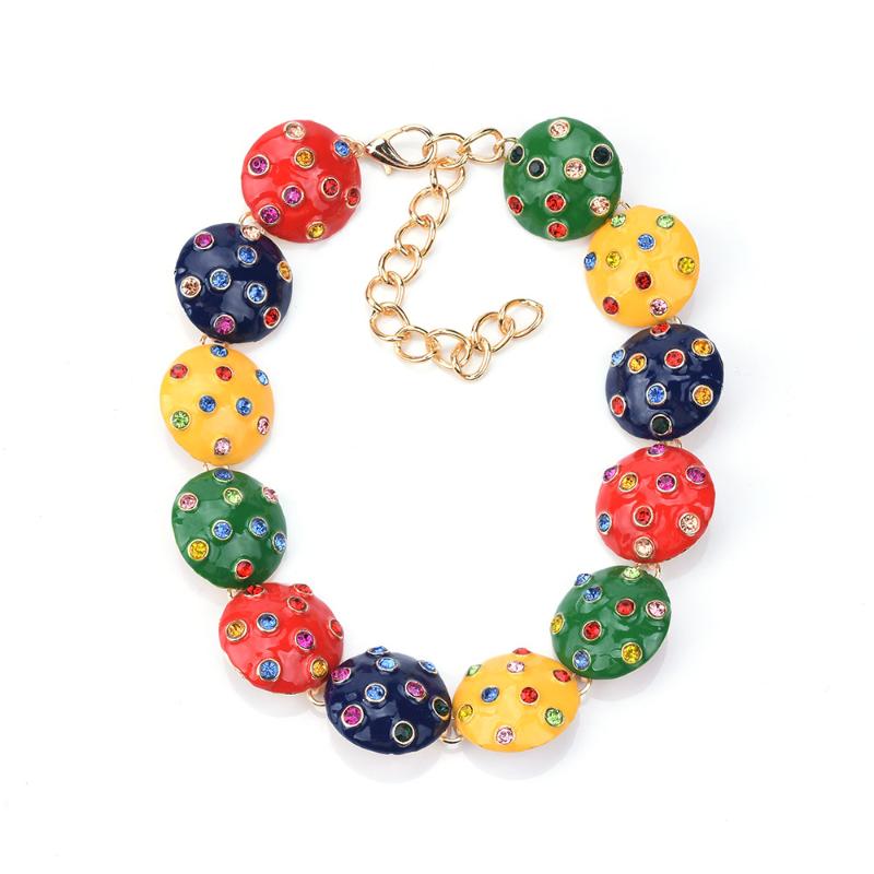 

Chains Statement Colorful Rhinestones Oiled Metal Necklaces High-Quality Luxury Crystal Choker Jewelry Accessories For Women, Silver