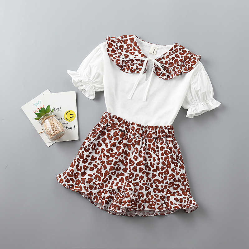 

2-7 years High quality girl clothing sets summer fashion pattern solid kid children shirt+skirt 2pcs 210615, Black