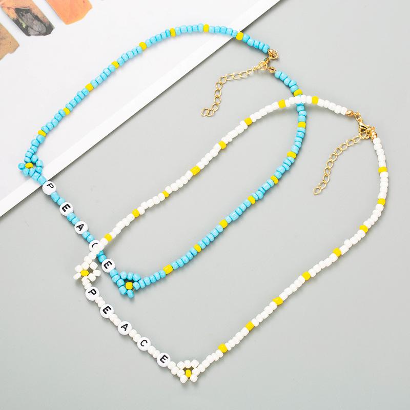 

Chokers Bohemian Handmade Love Choker Necklace 2021 Korean Cute Simple Colorful Initial Bead For Women Girls Party Gift