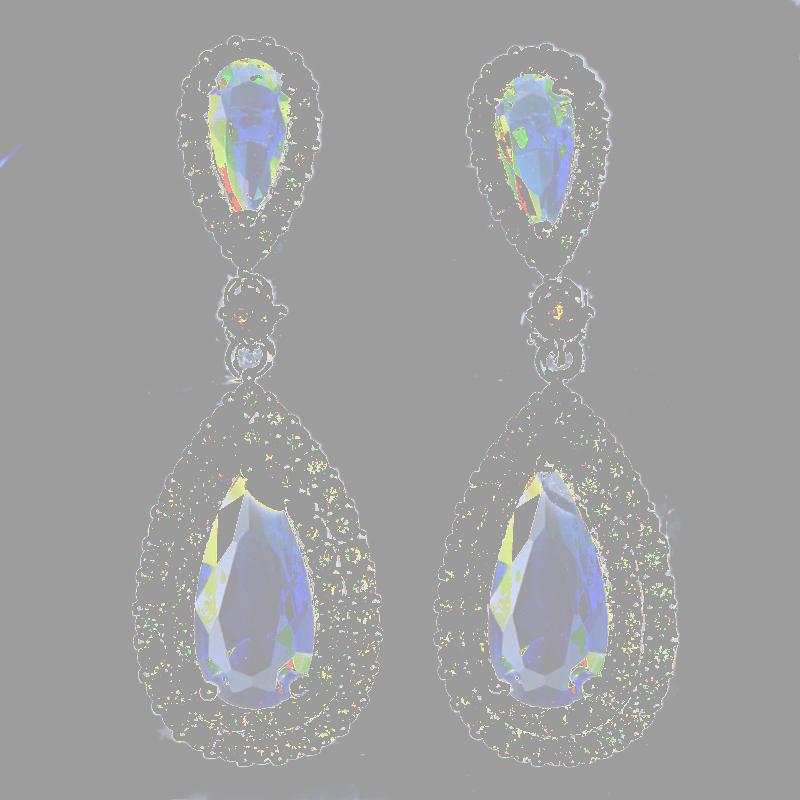 

Dangle & Chandelier ThreeGraces Elegant Women Royal Blue Long Teardrop Cubic Zirconia Crystal Large Bridal Earrings Wedding Jewelry ER203, Silver