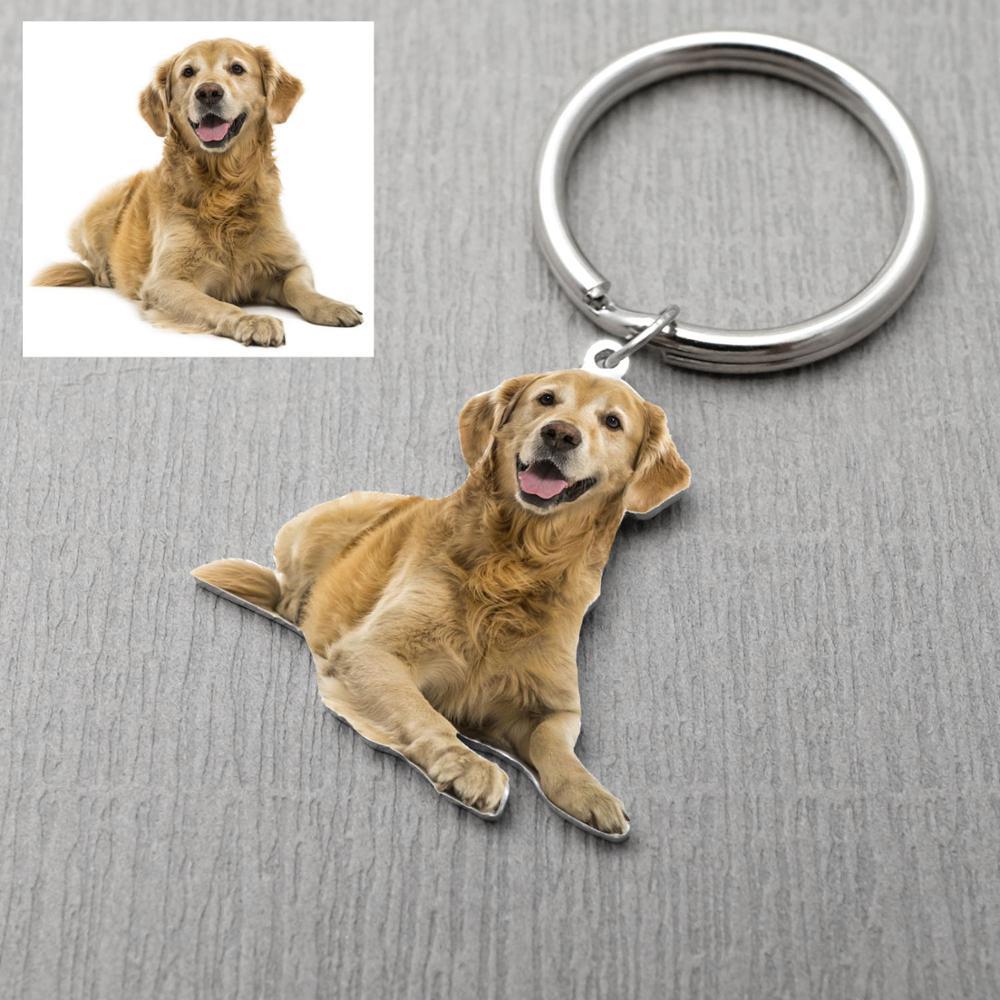 

Personalized Dog Photo Keychain Custom Picture Keyring Portrait Pet Memorial Gift for Lover Christmas