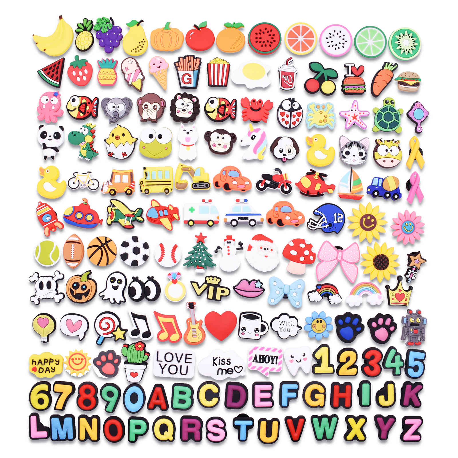 

150PCS Mix Cartoon Hole Slipper Accessories Croc For Kids Gifts Colorful Letter Animal Monkey Shoes Charms Buckles