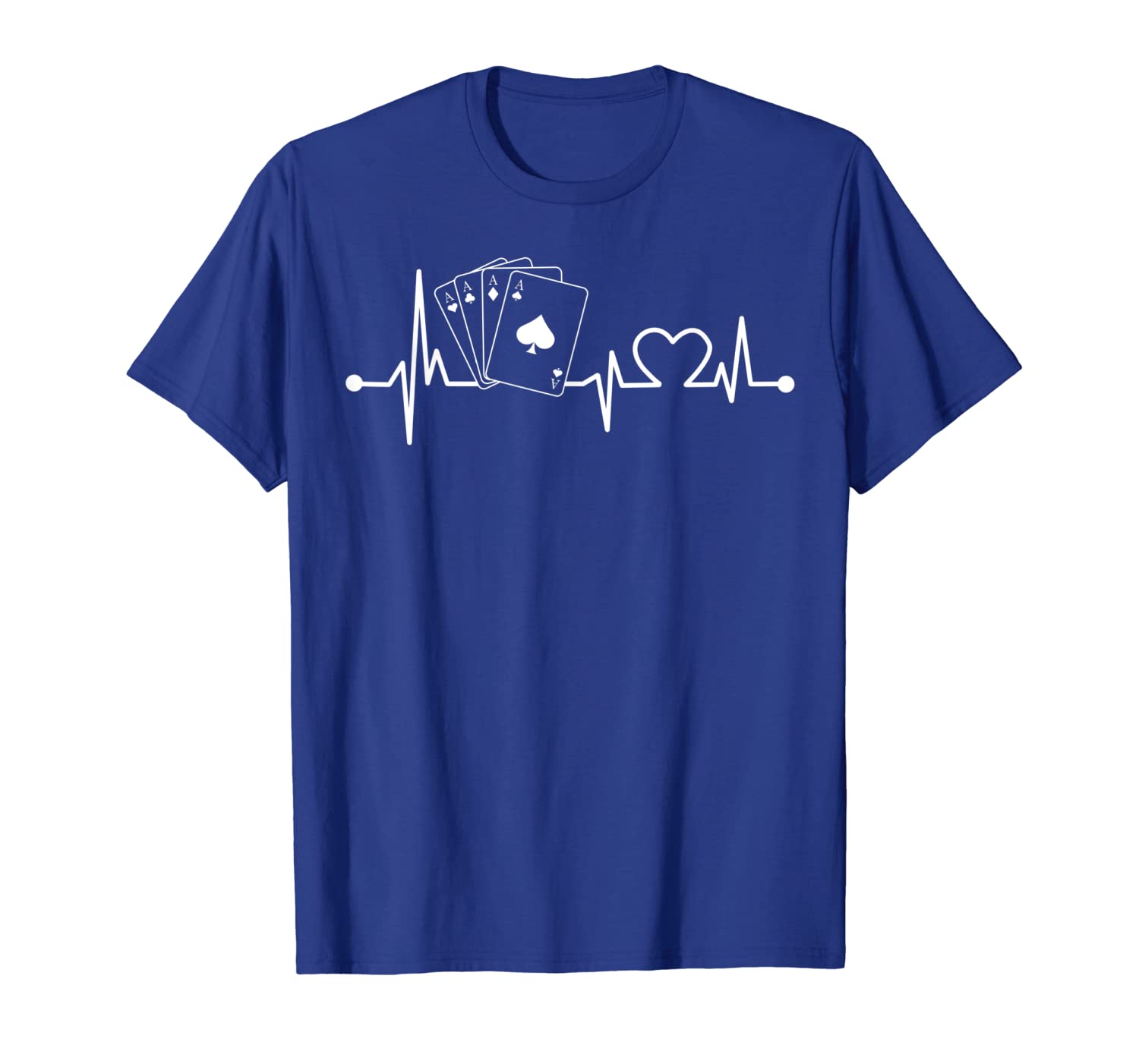 

aces poker heartbeat t-shirt funny playing poker gift, White;black