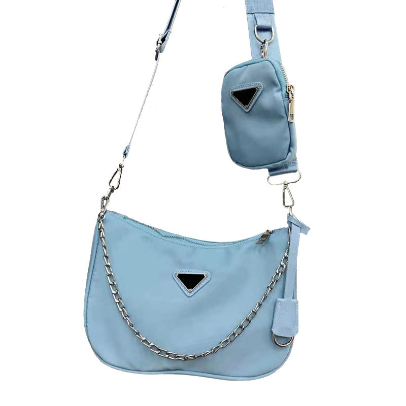 

Fashion Brand Women Shoulder Bags Wallets Set Nylon Straps Lady's Bag, Sky blue