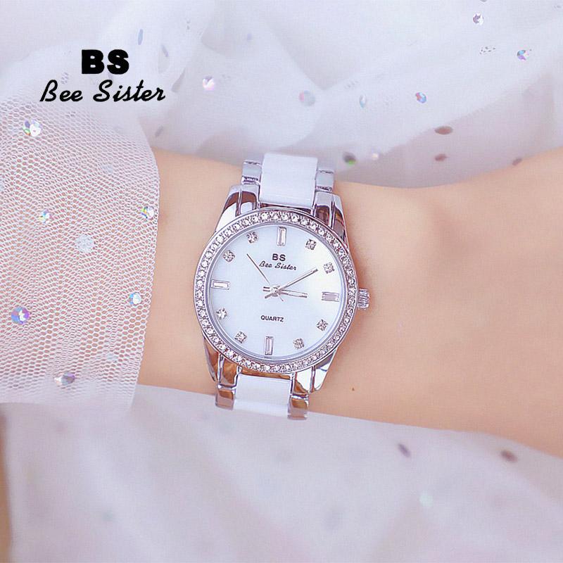 

Wristwatches 2021 Diamond Watches Women Fashion Ceramic Ladies Stainless Steel Female Clock Relogio Feminino, Silver