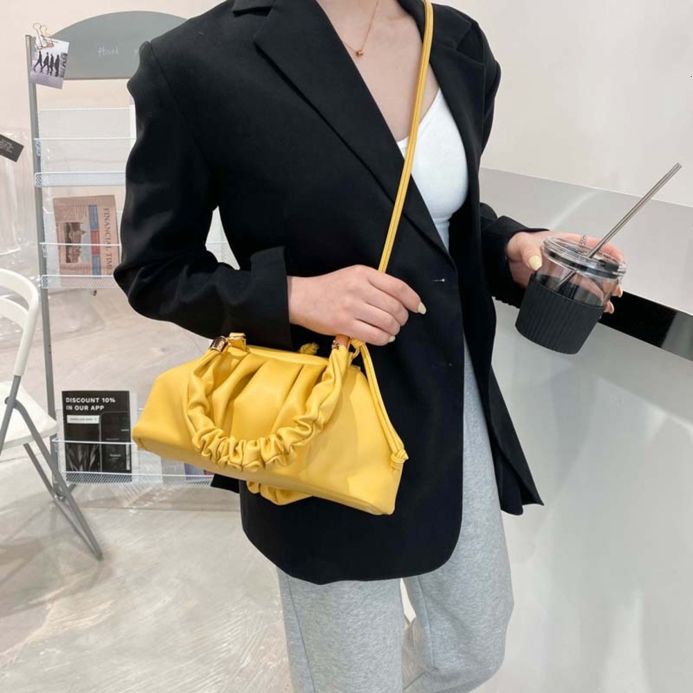 

Bag Female 2021 Women's Slanting Single Shoulder Portable Pu Pleated Bag Bags, White