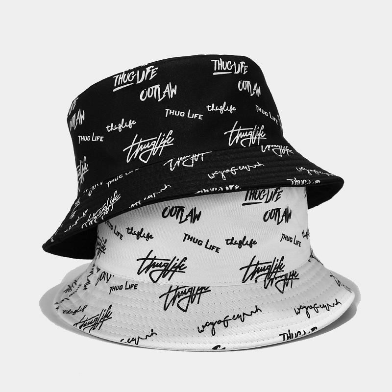 

Hot Selling Bucket Hat Women English Letters Double Side Cotton Reversible Sun Protection Cap Mens Panama Hat Fisherman Hats, White