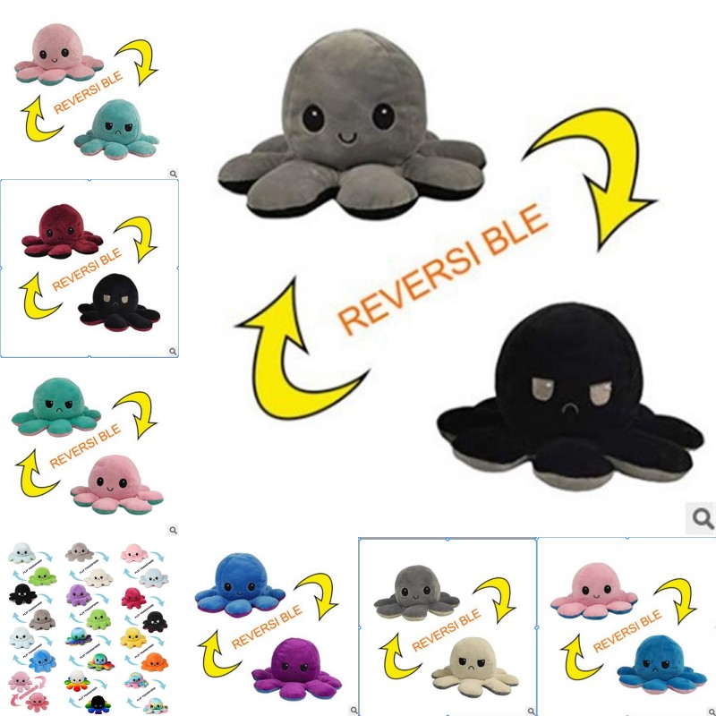 

DHL Tiktok Reversible Flip Octopus Stuffed Plush Toys For Children Cute Angry Smile Emotion Reversable Animal Plush Doll Kids Gift 1549 Q2