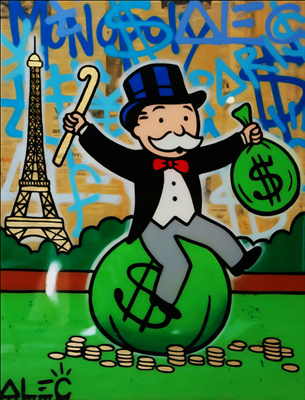 Alec Monopoly Eiffel Tower Money Bag Huge Oil Painting On Canvas Home Decor Handcrafts /HD Print Wall Art Pictures Customization is acceptable 21-image-702687921