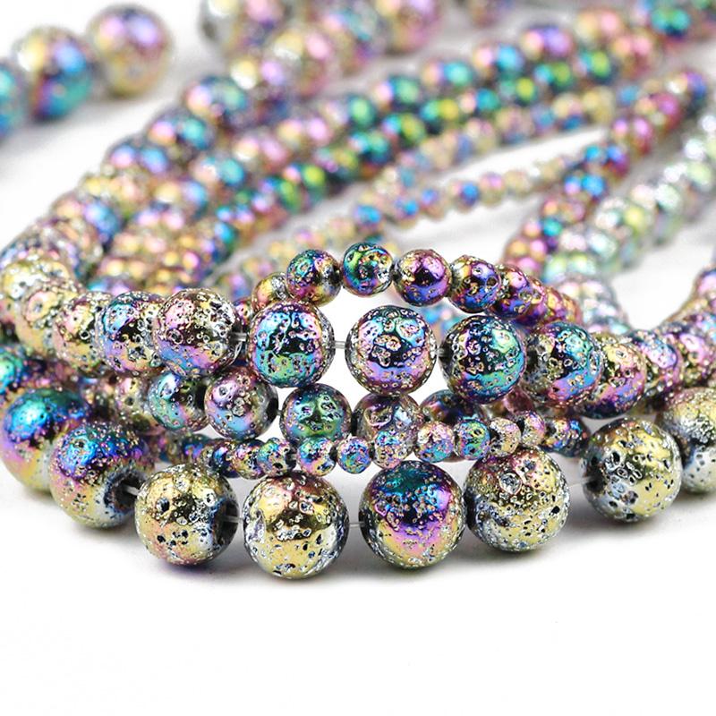 

Other Colorful Lava Volcanics Bright Ore Natural Stone 4/6/8/10/12MM Round Spacers Loose Beads For Jewelry Making DIY Bracelets