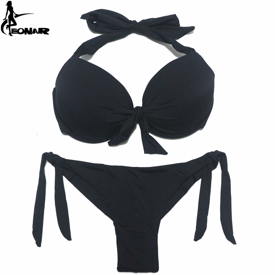 

EONAR 2021 Bikini Solid Swimsuits Women Push Up Bikini Set Brazilian Cut/Classic Bottom Bathing Suits Sexy Plus Size Swimwear