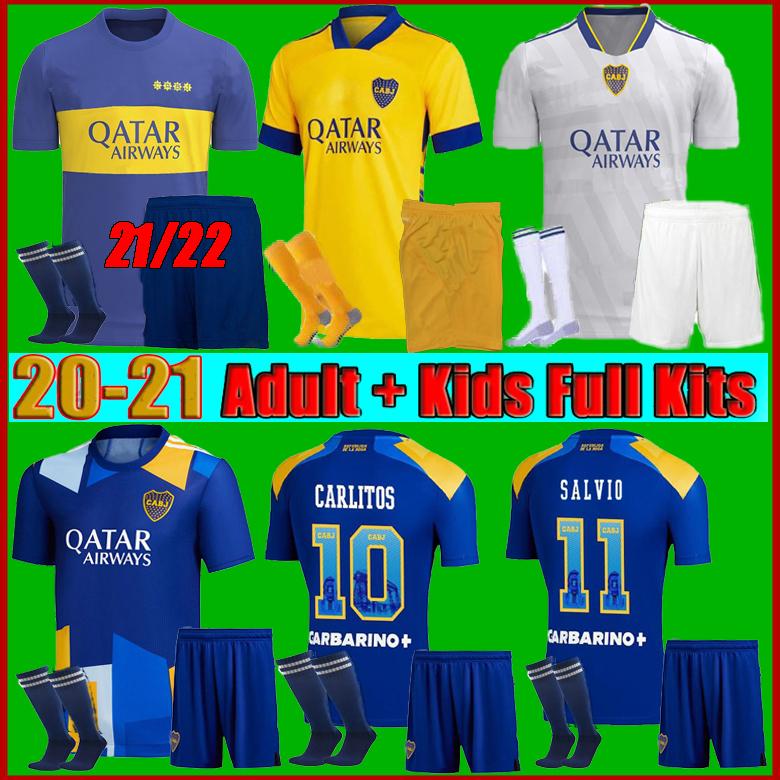 

Men + kids kit 21 22 Boca Juniors soccer jersey CARLITOS MARADONA TEVEZ DE ROSSI 2021third home away 3rd 4th thailand football shirt SETS UNIFORM, Black;yellow