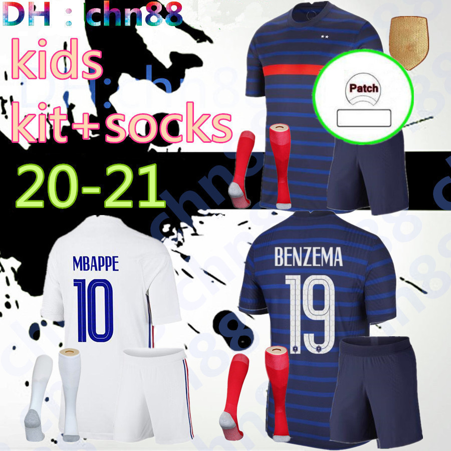 

new 2021 2022 France soccer jersey 2 stars MBAPPE BENZEMA GRIEZMANN KANTE POGBA Maillot de foot EURO 20 21 Kids kits + socks set football shirts Uniform youth, Image