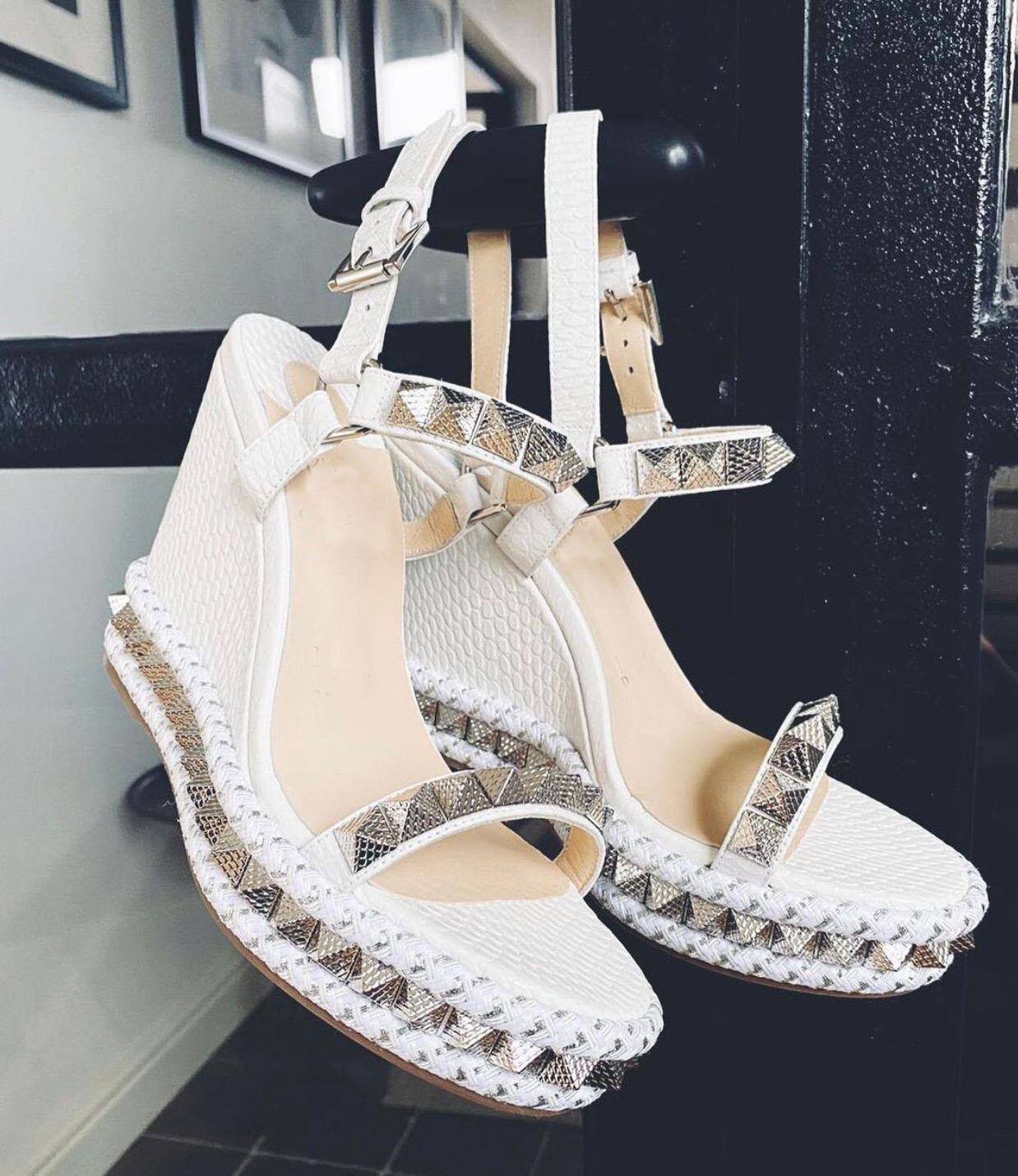 

2021 Summer Women Wedges Sandals !! Sexy Red Bottom Pyraclou Women's Gladiator Sandalias Platfrom High Heels White Black Party Wedding, 13